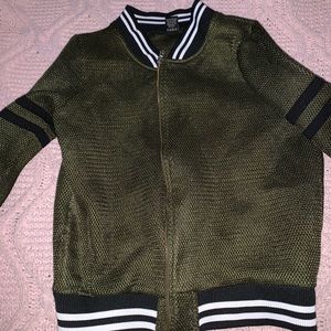 Green mesh bomber jacket